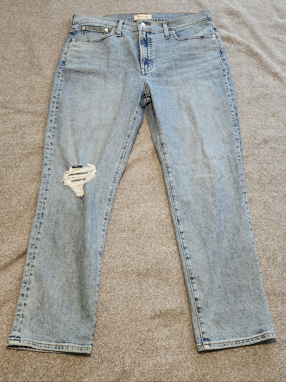 Madewell The Perfect Vintage Jean Light Wash Distressed Straight Leg Jeans 32